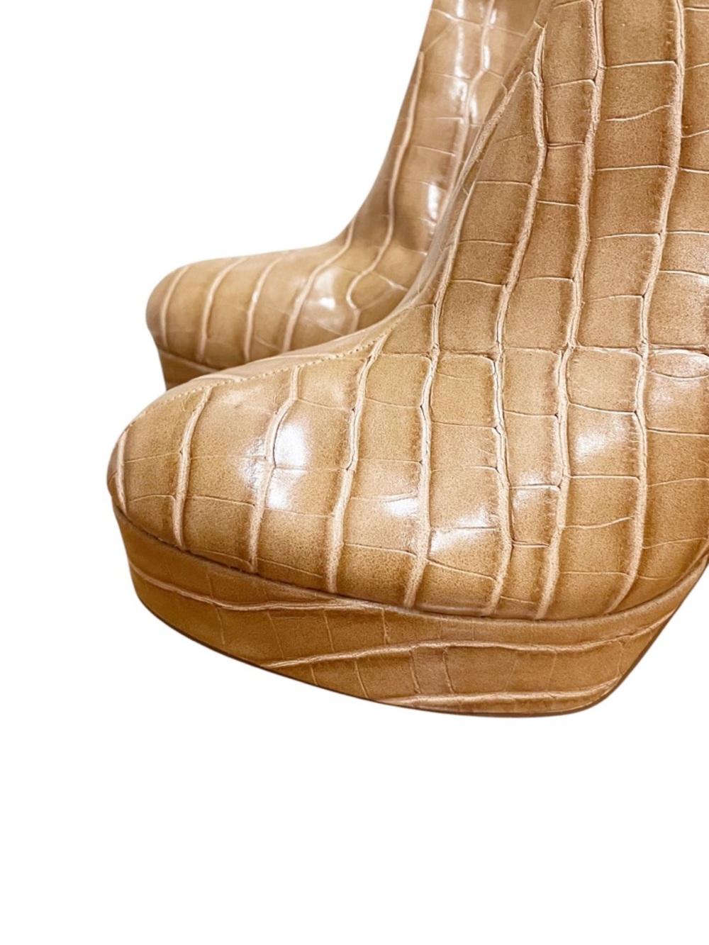 Lulu's Layne Sand Croc Platform Ankle Booties Tan Women’s Size 8.5 - Picture 3 of 10